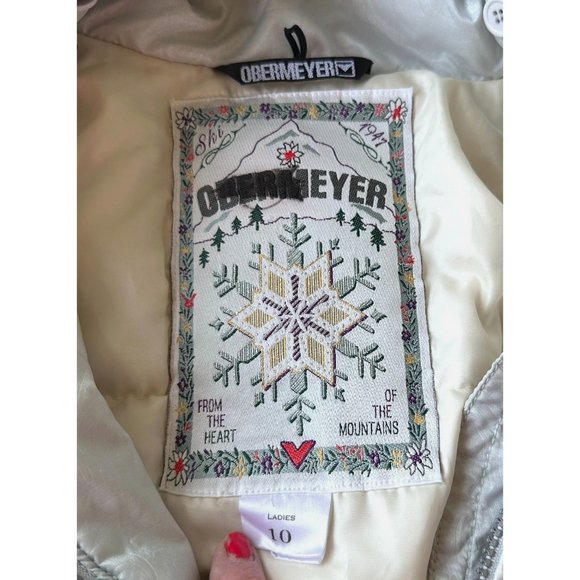 Vintage Obermeyer Ladies Ski Suit Sz 10 Iridescent 1 Piece Stirrups Embr… - Picture 11 of 12